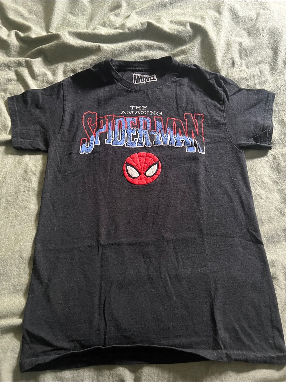 Marvel Black Spider-Man Graphic Tee with Red & Blue Logo
